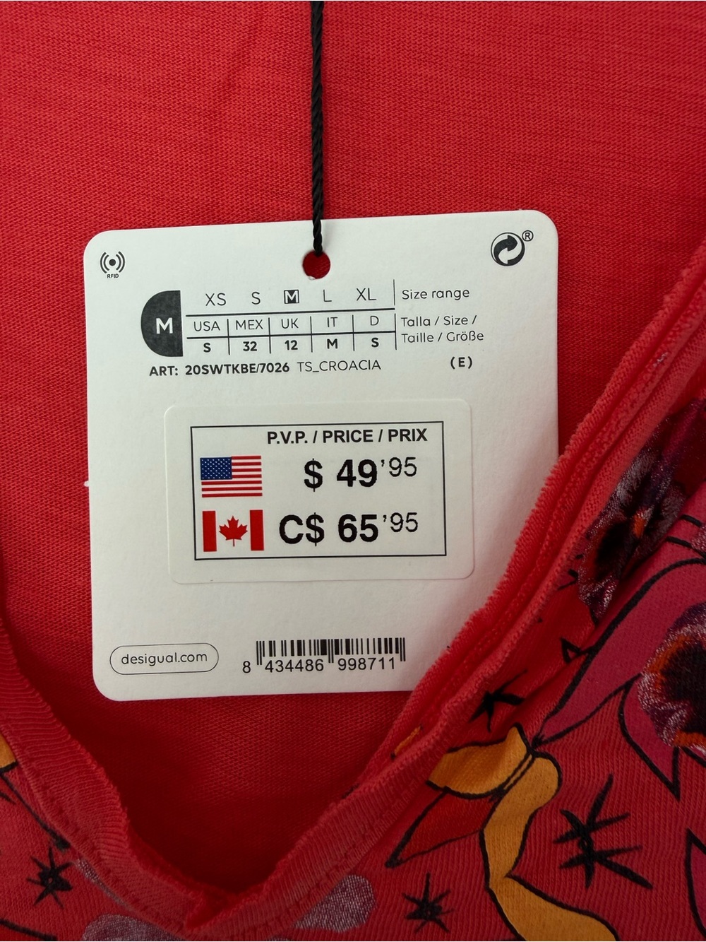Desigual Red Short Sleeve Tee with Floral Medallion - Picture 4 of 14